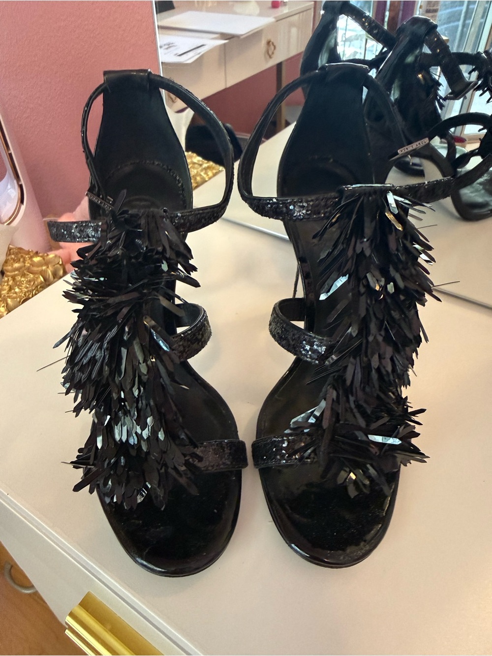 Tory Burch Black Women’s Sequin Strap Heels